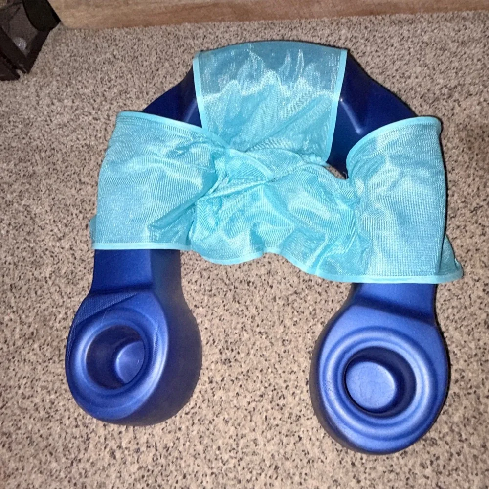 !!RARE!! Vtg Blue Cell Foam Sling Chair Pool Float Lounger Mesh Seat Cup Holders